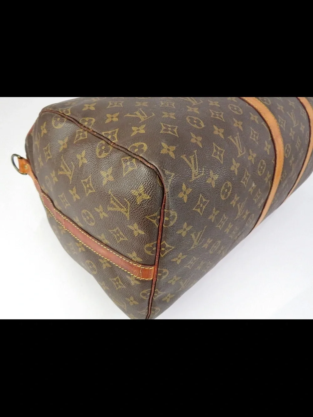 Louis Vuitton Monogram Canvas Keepall Duffel with Tan Leather Trim